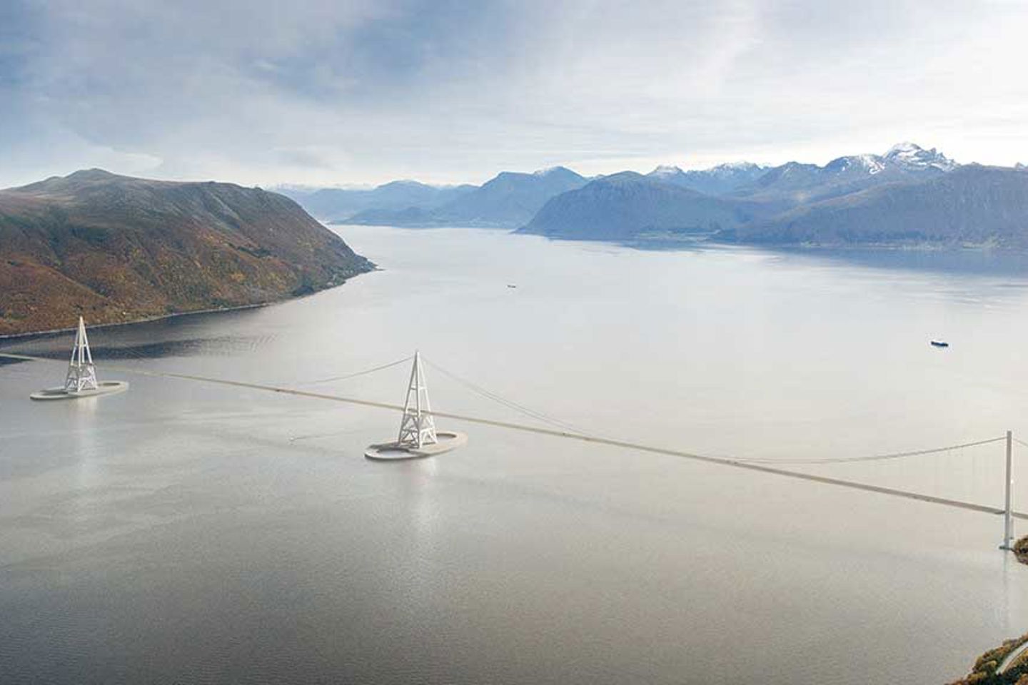 Tidligere illustrasjon av bru over Sulafjorden | Illustrasjon: Multiconsult